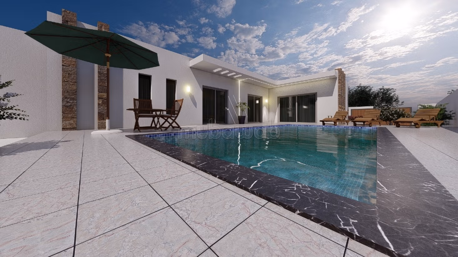 Projet d 'une villa avec piscine en cour DJERBA