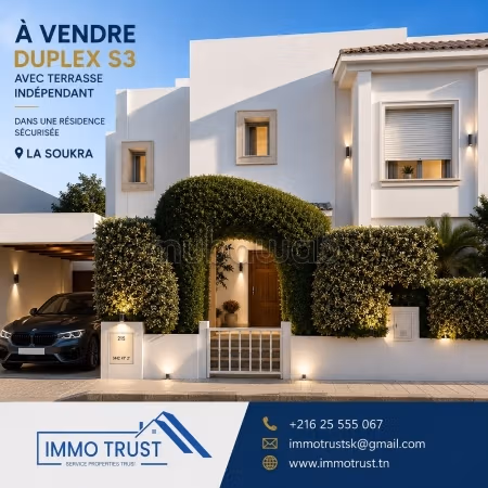 Duplex S3 indipendente con terrazza a La Soukra