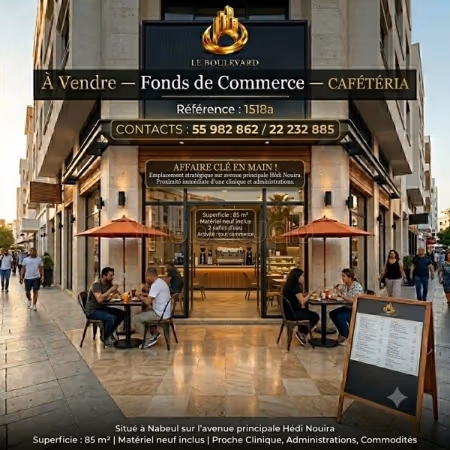 A vendre Fond de commerce Cafétéria à Nabeul