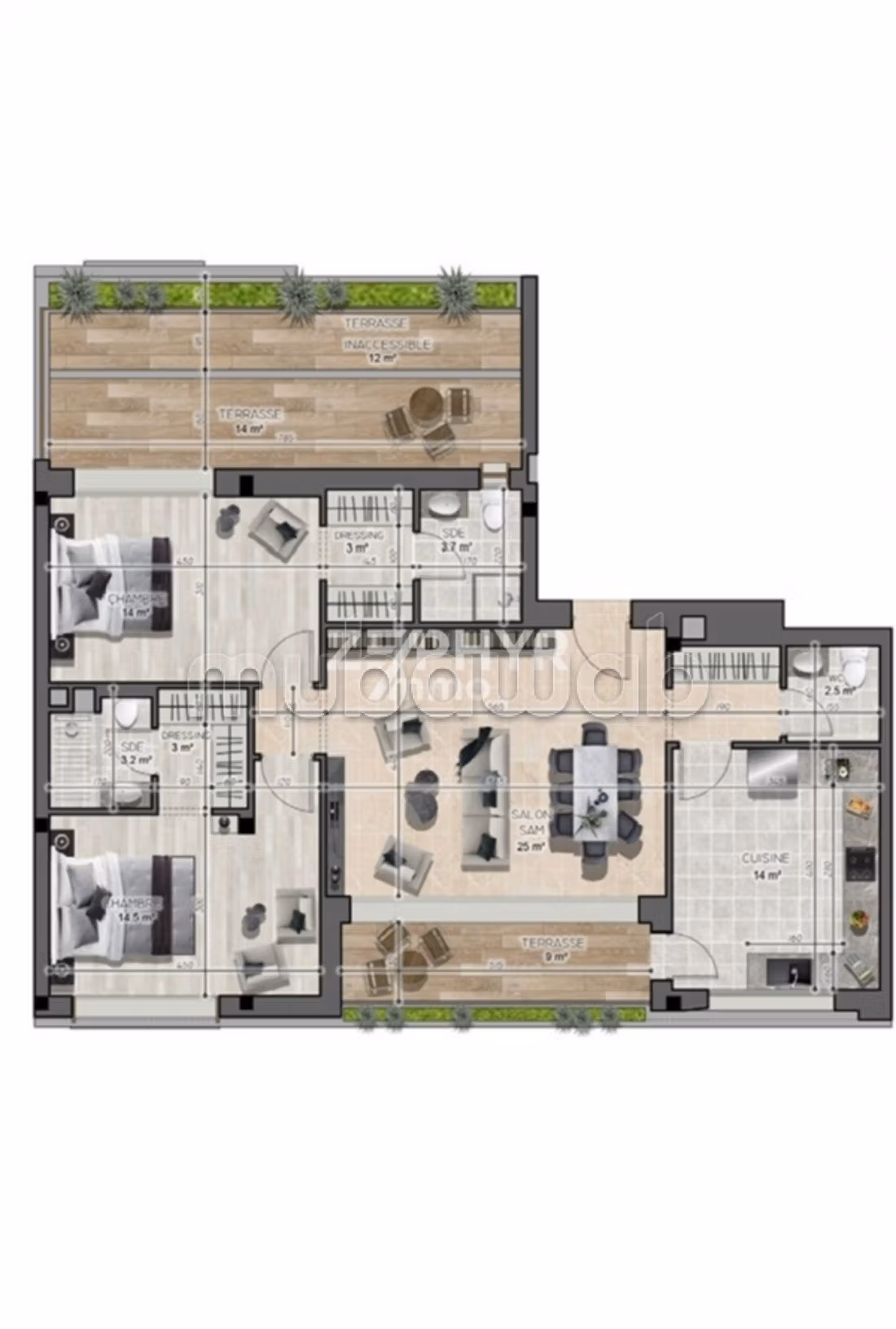 A vendre appartement S2 à la Marsa