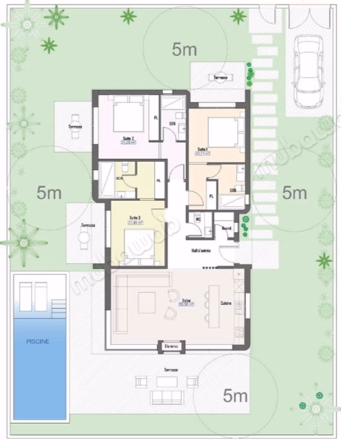 Villa 3 Suites Plain Pied, Pool, Garden, Secure