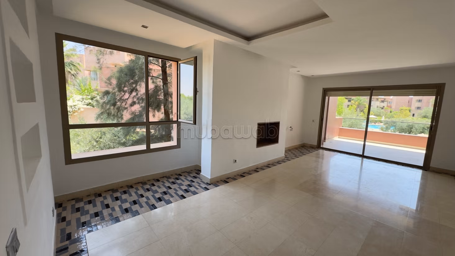 Appartement vide 2 chambres vue piscine à louer longue durée prestigia golf city Marrakech — 2