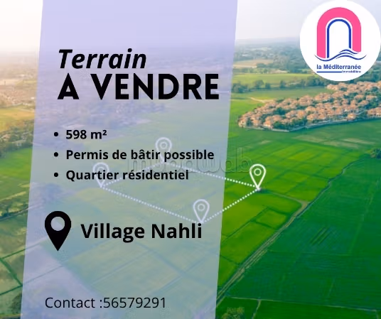 A vendre un terrain résidentiel à village Nahli