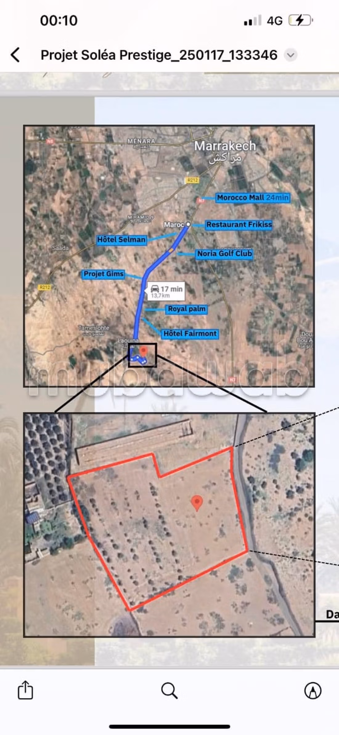 Perceel van 1210m2 voor villa Route Amezmiz, Marrakech