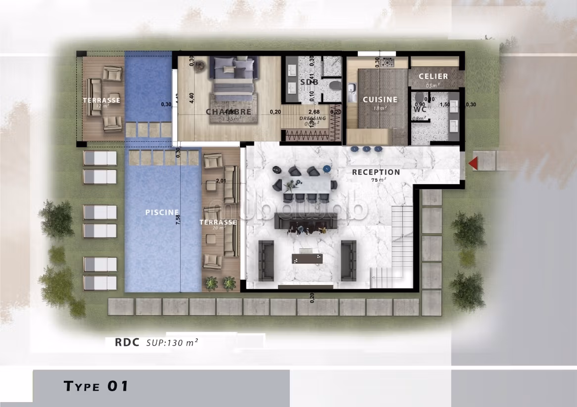 Casa de alto standing en venta en Route Amizmiz. 4 dormitorios. Piscina y aire condicionado