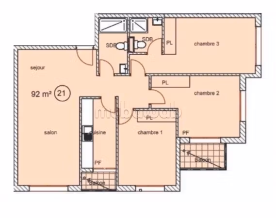 Superbe appartement à vendre à Roches Noires. Surface de 92 m²