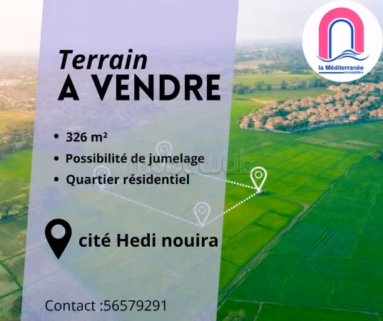 À Vendre terrain cité hedi nouira