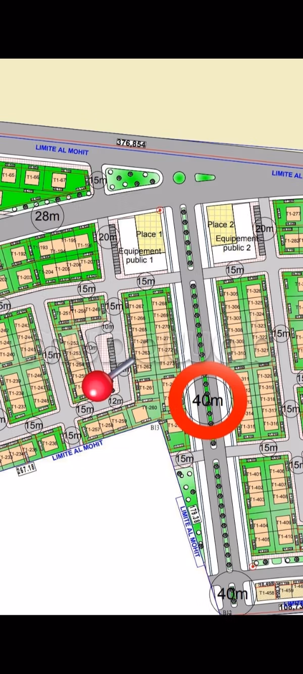 Achat de terrain à Al mohit.
Surface de 210 m²