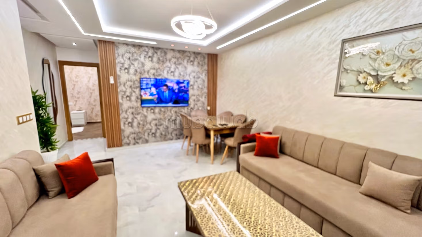 Apartments for rent in Martil. 3 excellent rooms. Traditional Moroccan lounge