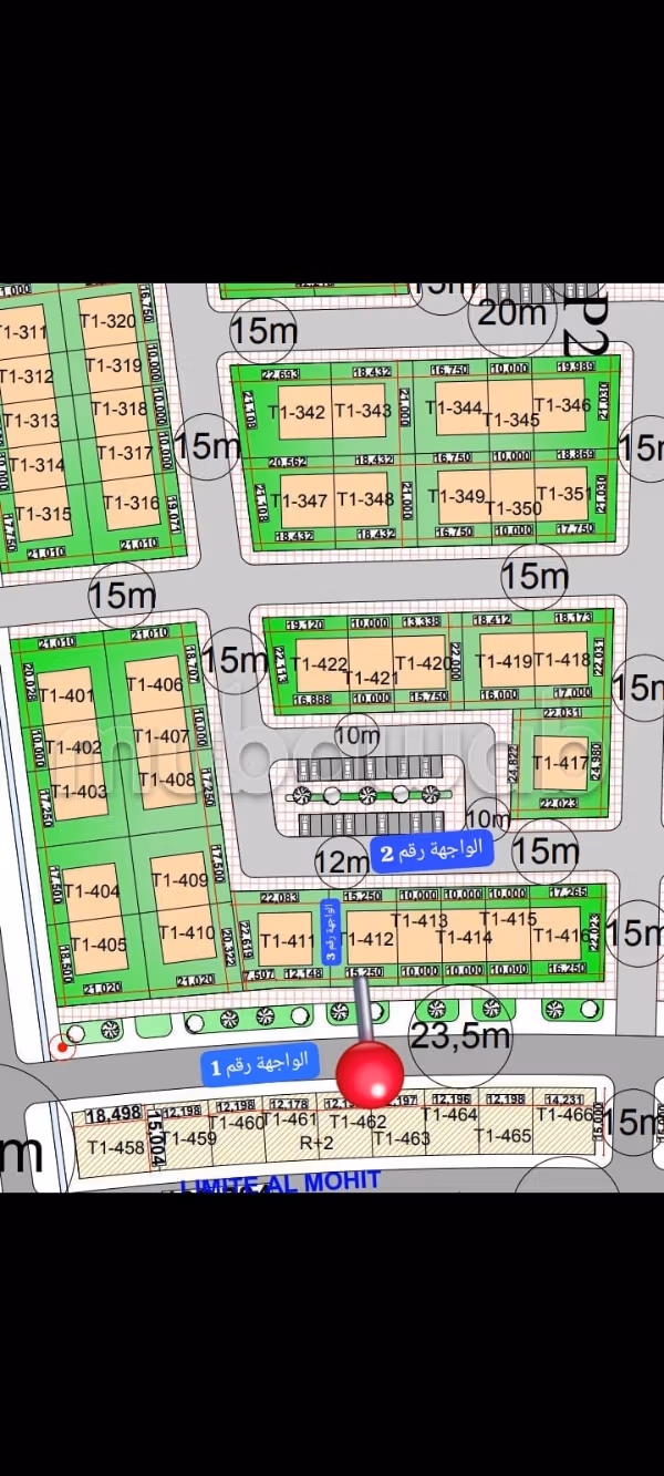 Vente terrain à Al mohit. 
Surface de 335 m²