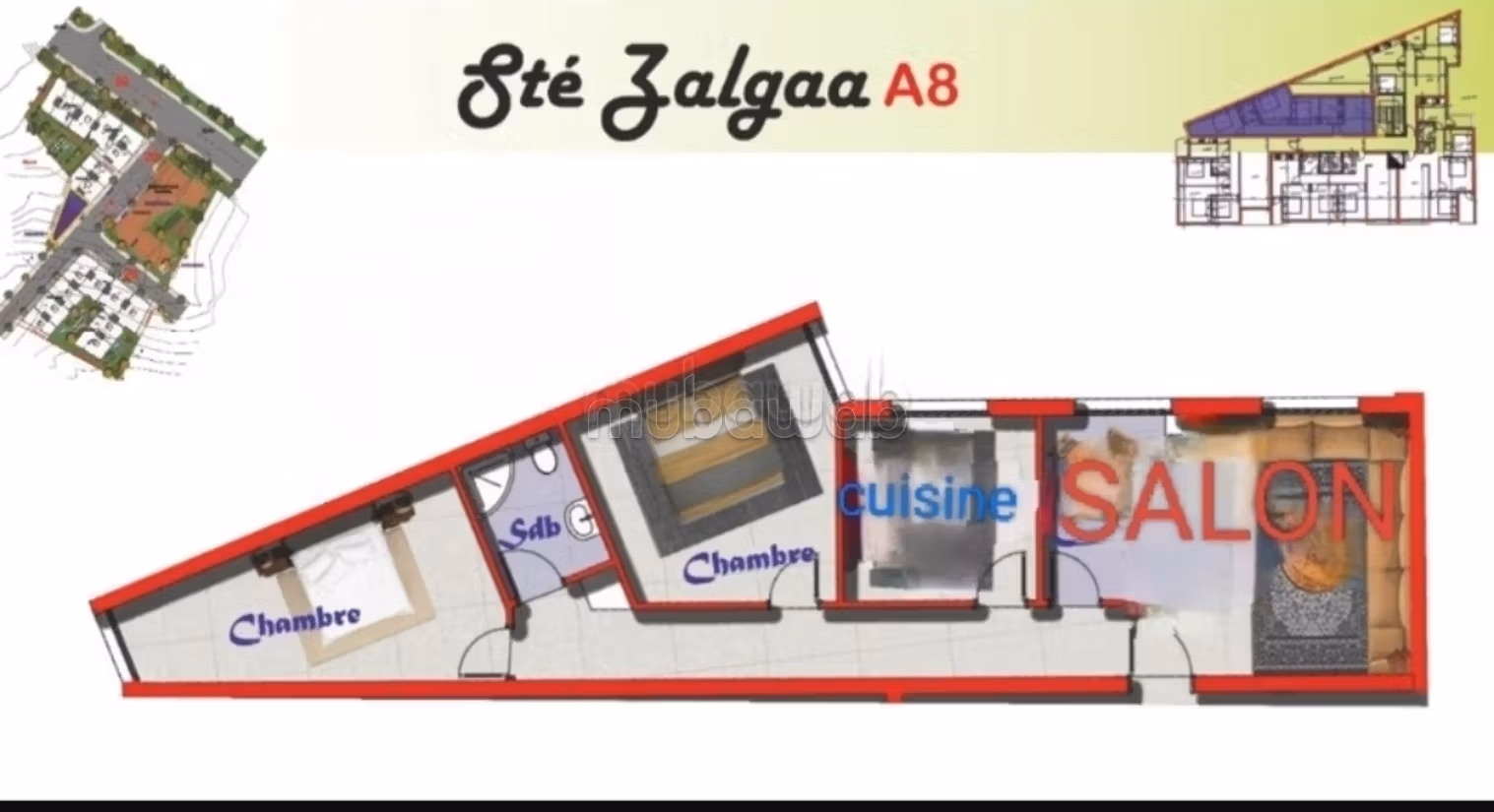 New T3 77m² Clear view 5th floor Route de Rabat