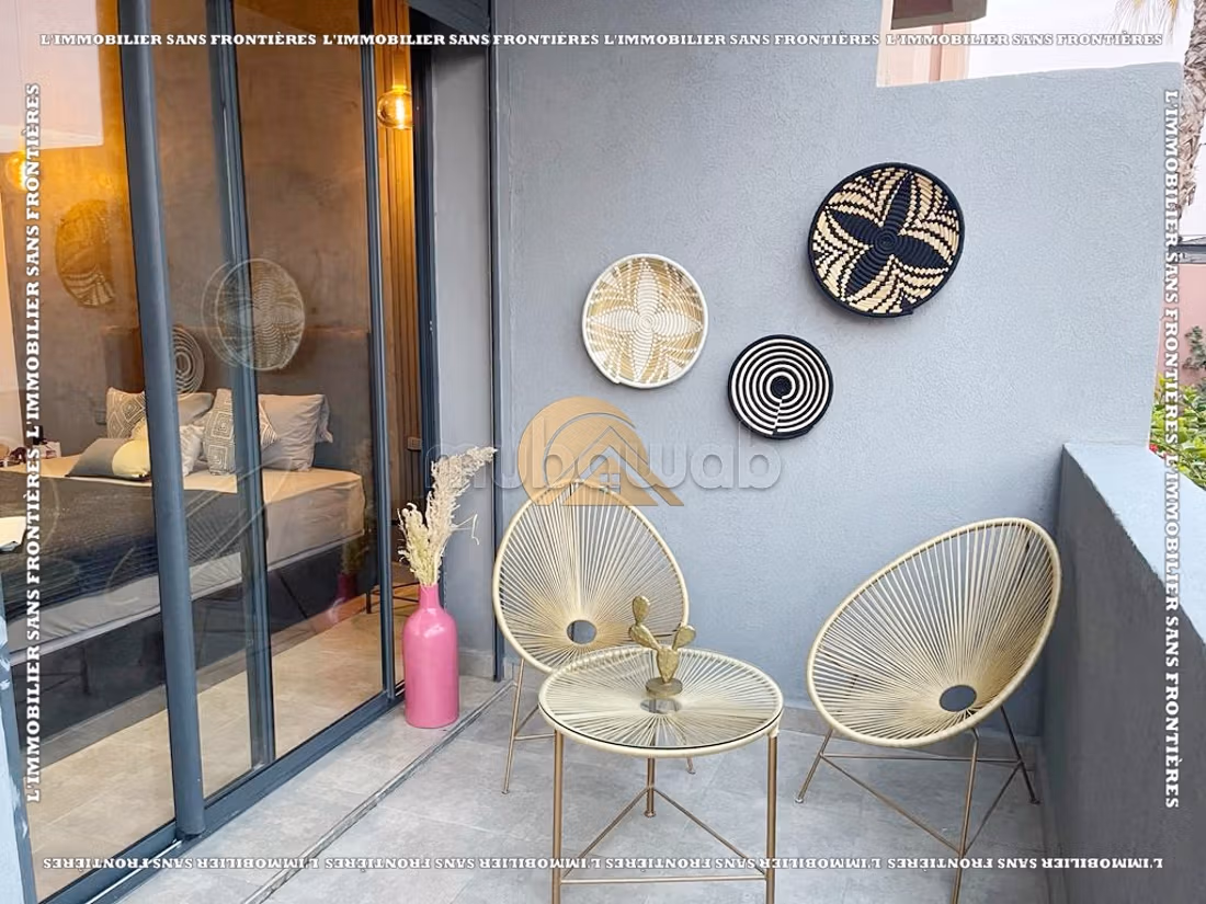 Appartement meublé à louer à Targa, Marrakech – RDC en résidence avec piscine
