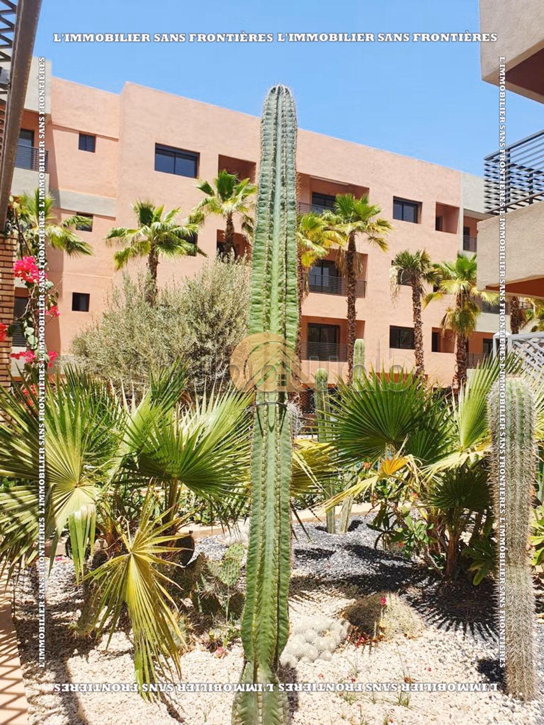 Appartement meublé à louer à Targa, Marrakech – RDC en résidence avec piscine