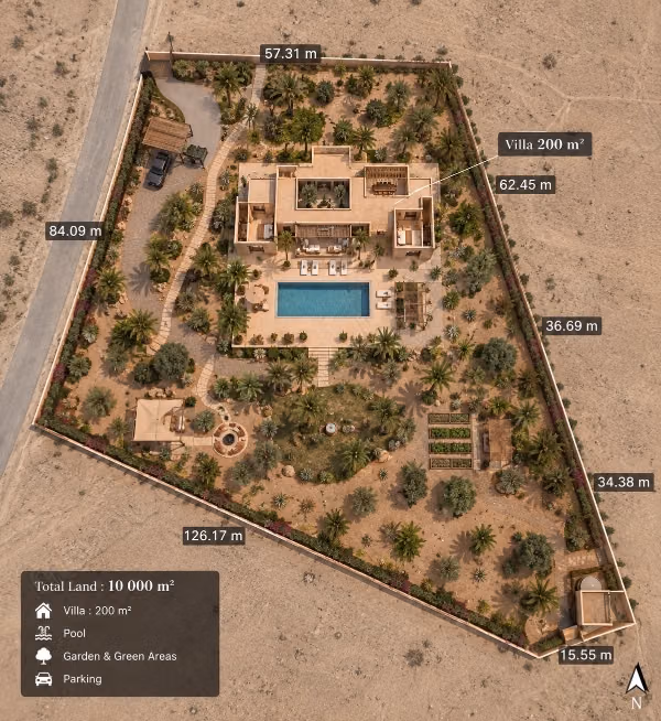 Terrain nu Villa 1 Ha 
5 KM De Marrakech 
Vue sur l’Atlas