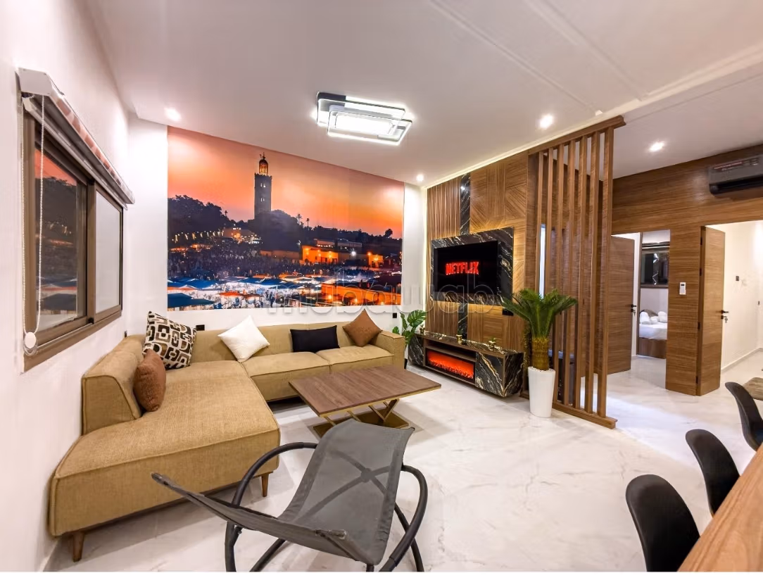 Location jolie appartement meublé à Rez de chaussée à Guéliz. 80 mètre