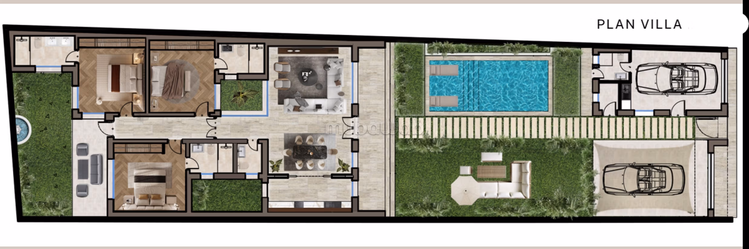 Villa d'architecte de plain pied avec piscine