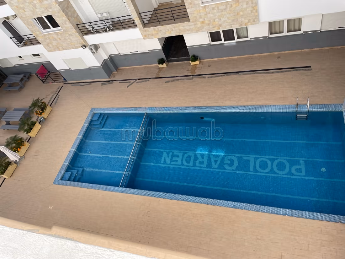 Vacation apartment for rent in Martil. 2 nice bedrooms. Concierge service, beautiful pool