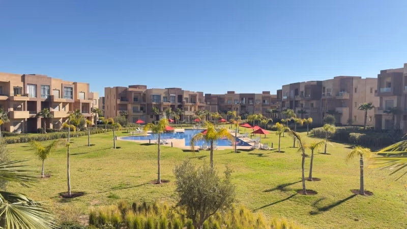 Location of 1 bedroom empty studio apartment with communal pool in Marrakech Argan Chrifia