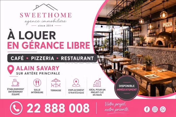 Café restaurant à louer en gérance libre