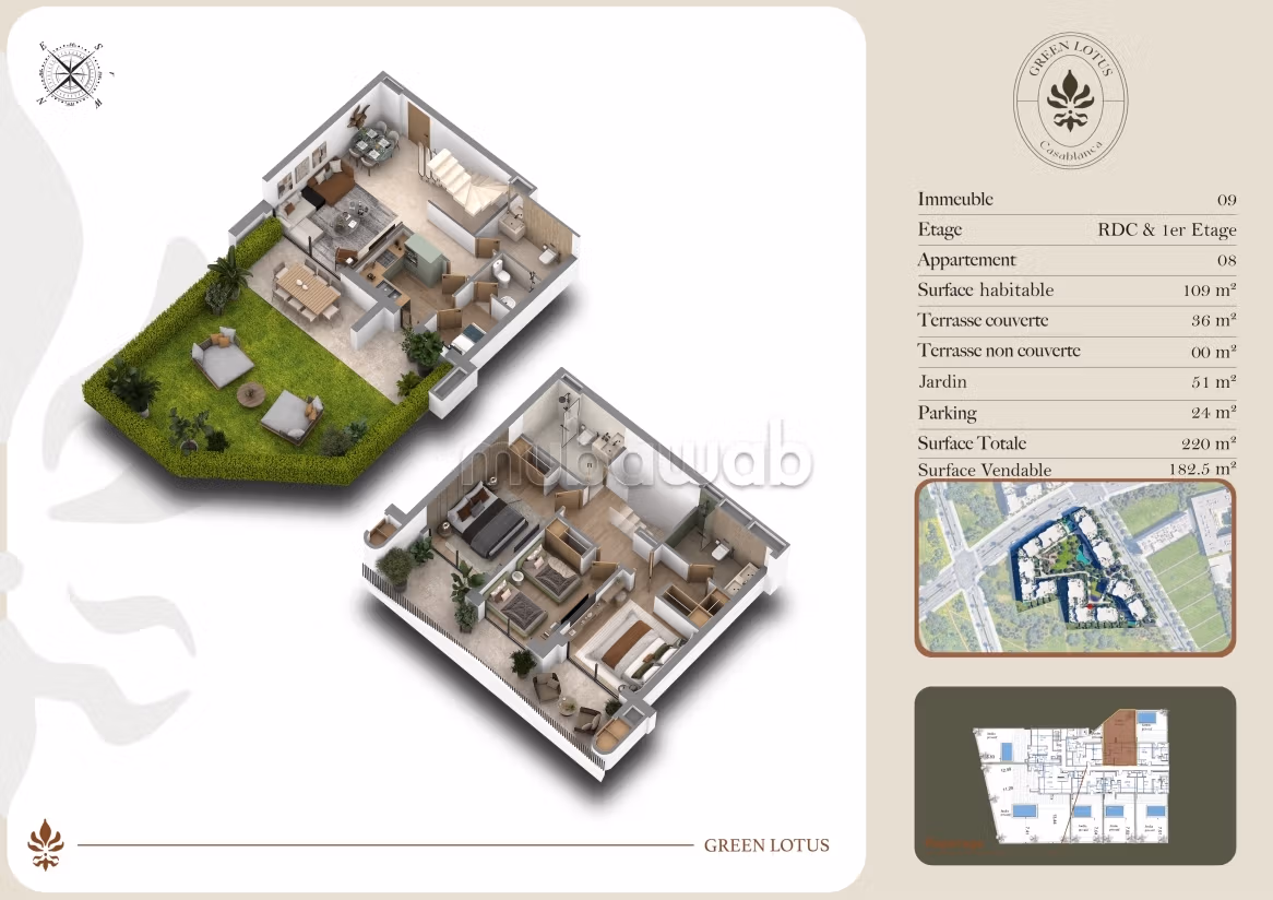 Exceptionnel duplex avec jardin 3 belles chambres