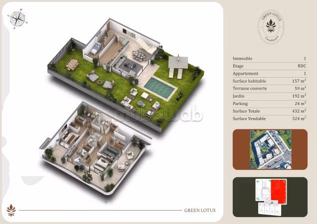 Duplex d'exception avec jardin 4 belles chambres
