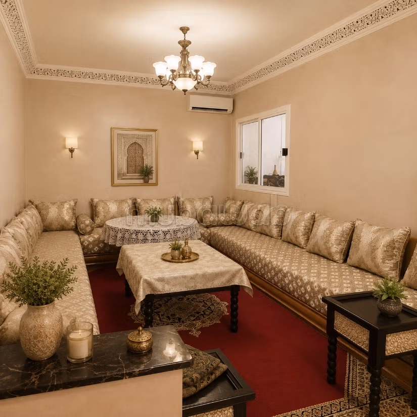 Appartement en location à Samlalia. 
2 grandes pièces. 
Avec ascenseur et terrasse