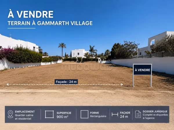Terrain de 900m², Gammarth village