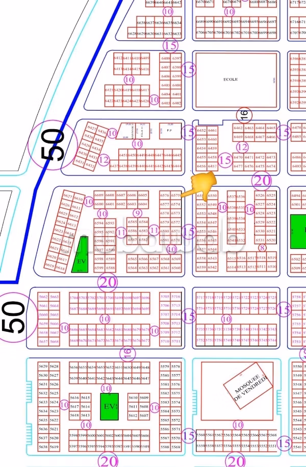 Terrain à vendre à Ryad Dakhla.
Superficie 99 m²