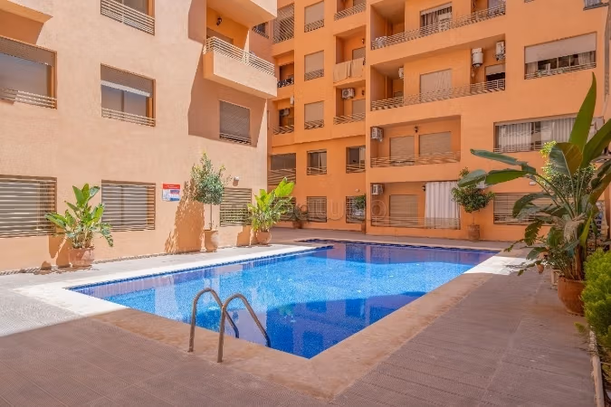 One bedroom studio apartment for rent in a residence with a pool on Casablanca Road Marrakech