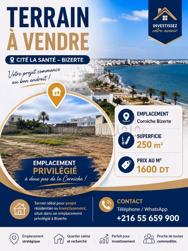 In vendita un terreno a Bizerte