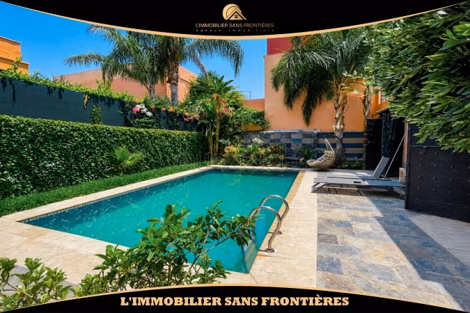 Villa amueblada de lujo en alquiler en Bab Ighli, Marrakech – piscina, jardín y terraza panorámica