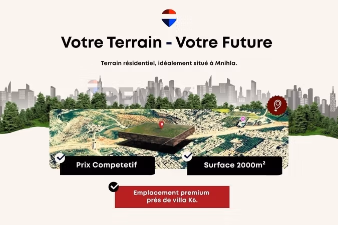 À Vendre terrain résidentiel de 2 000 m² à Mnihla