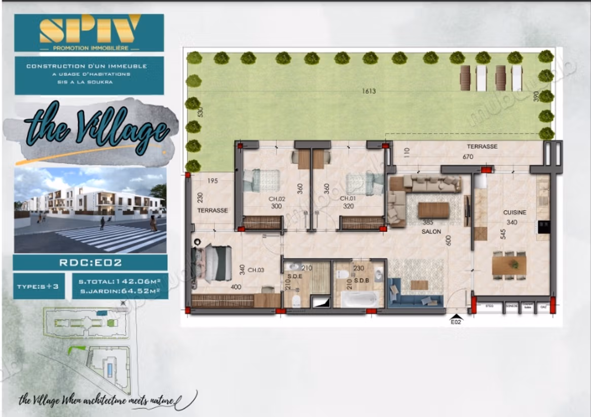 S3 high standing with private garden of 64m²