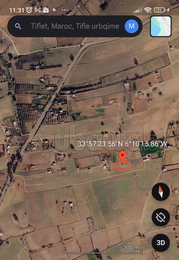 Terreno en venta, parcelas o granjas únicas de 1558m² cerca de Tiflet, Sidi Abd Errazak