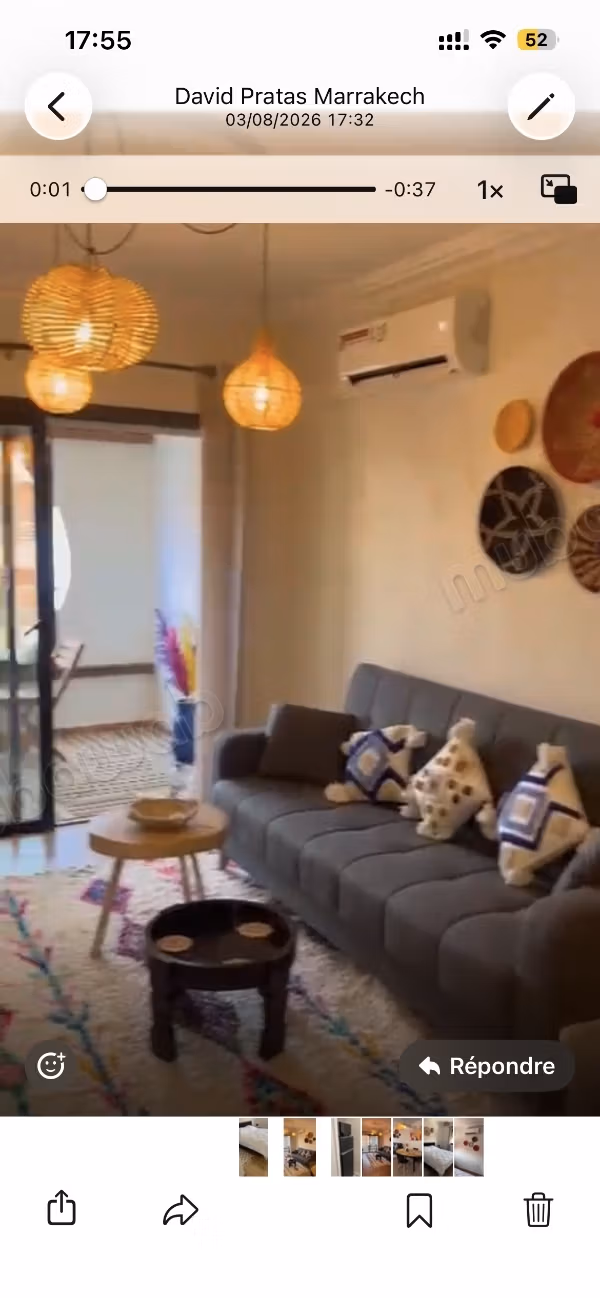 Appartement à louer à Majorelle.
Superficie 55 m².
Meublé
