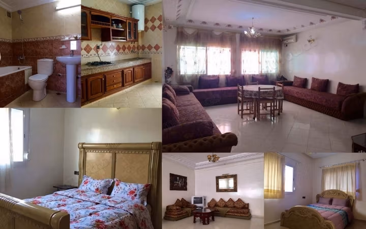Location d'un appartement à Hay Riad. 
Surface de 129 m². 
Salon typique marocain, résidence sécurisée