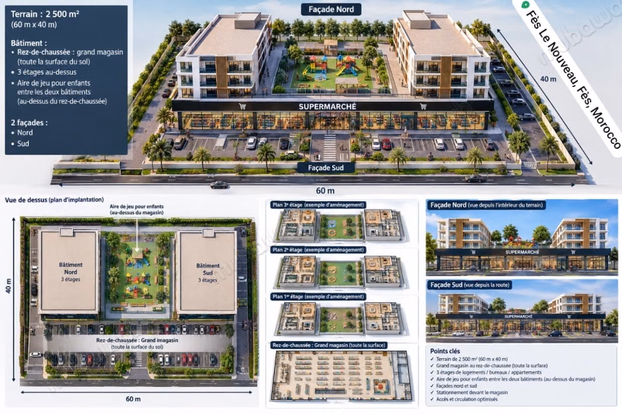 فاس قطعة أرض مسجلة 2500م² R3