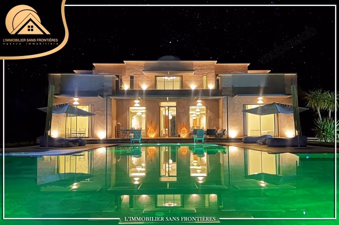 Furnished private villa for rent on the Ouarzazate Road, Marrakech – Large private pool and view of the Atlas