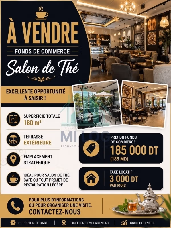 Fond de commerce d'un café de 180 m² à la Nouvelle