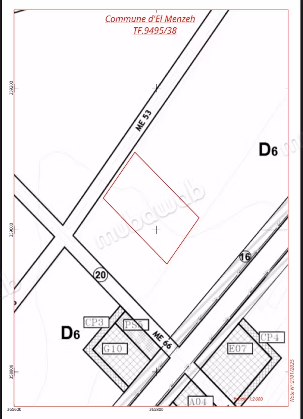 Vente terrain à El Menzeh. Superficie 10000 m²