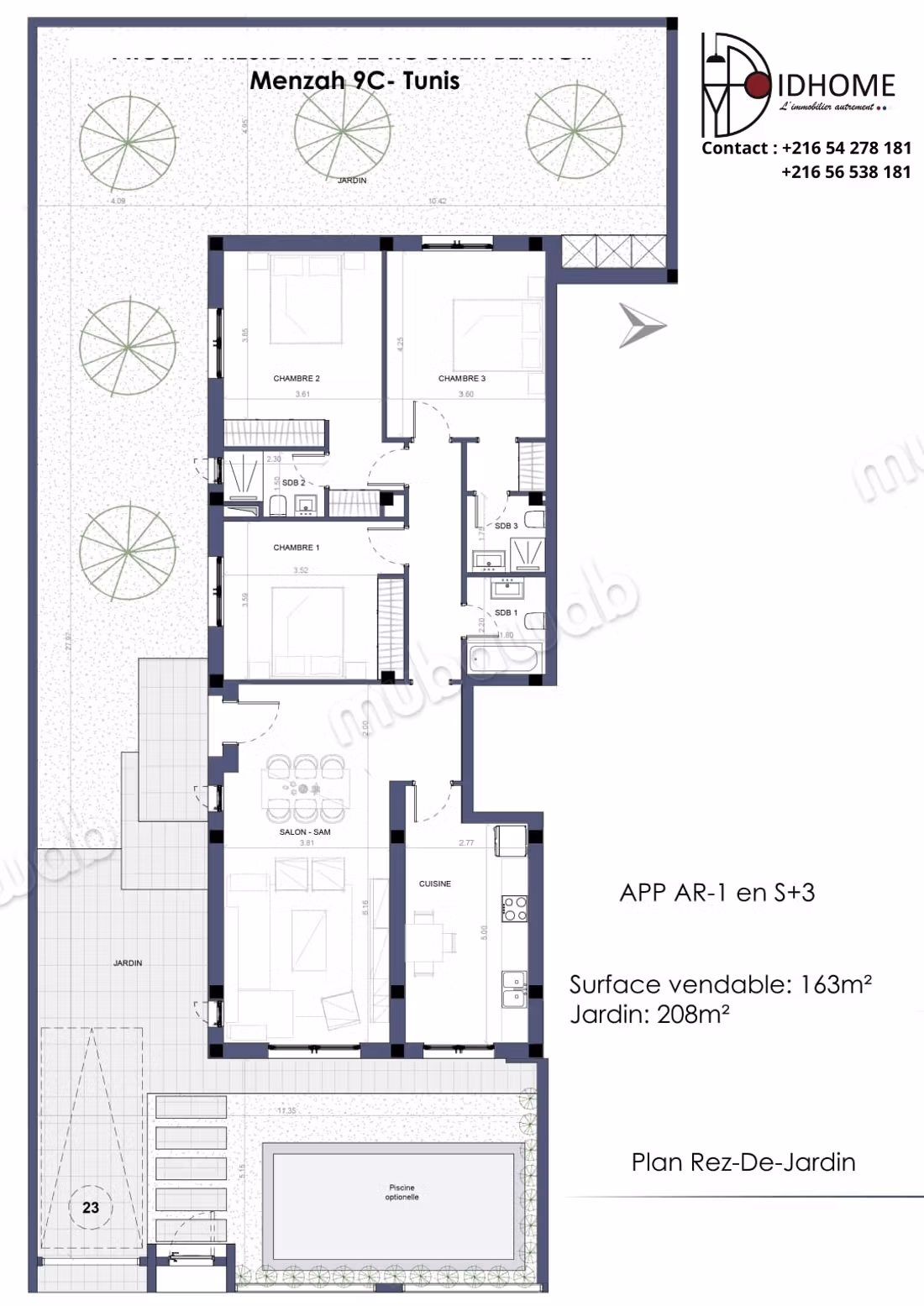 For sale prestigious apartment S3 of 163m² in M9C