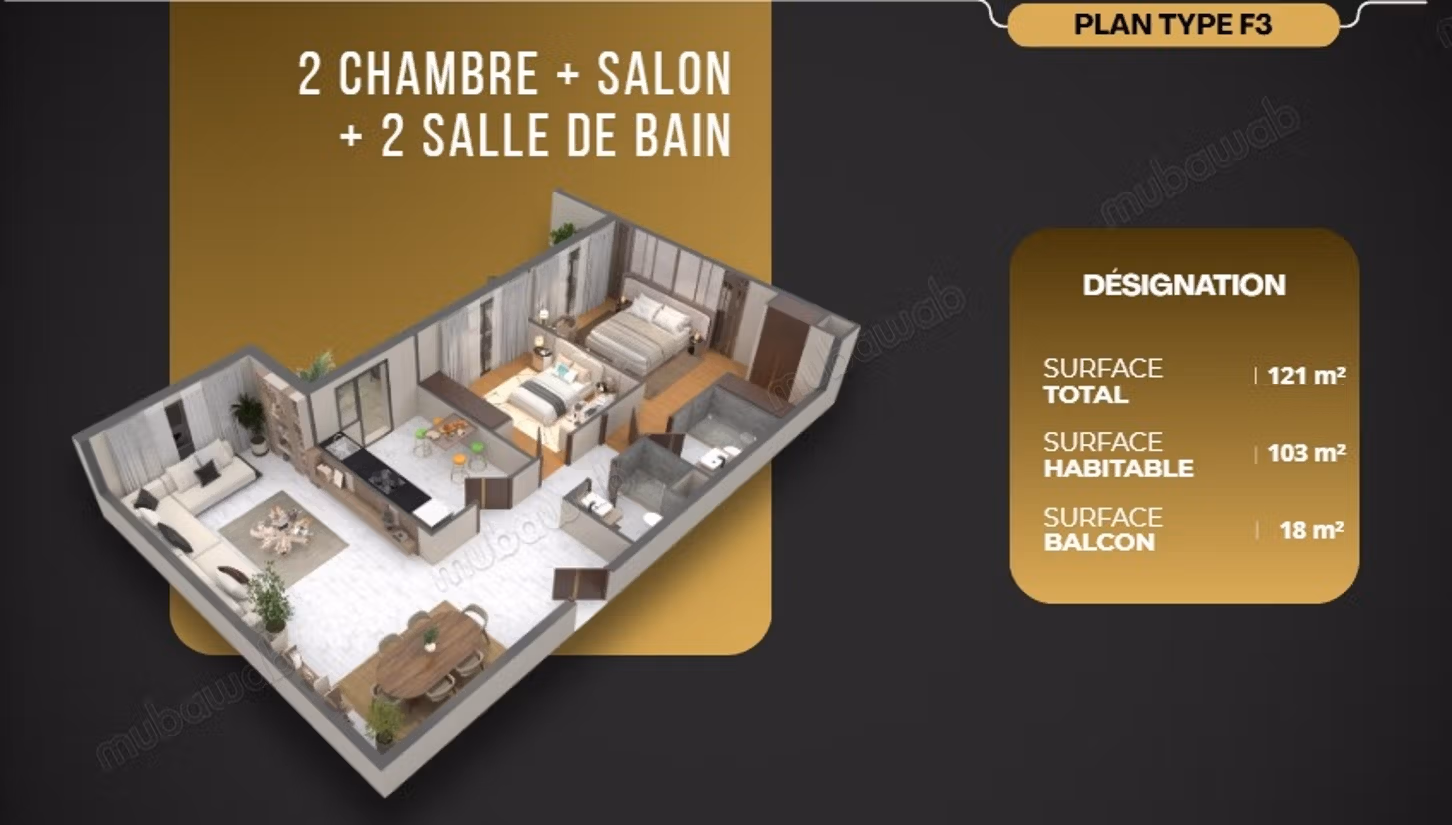 Appartement F4 121 m² – Californie 
Casablanca