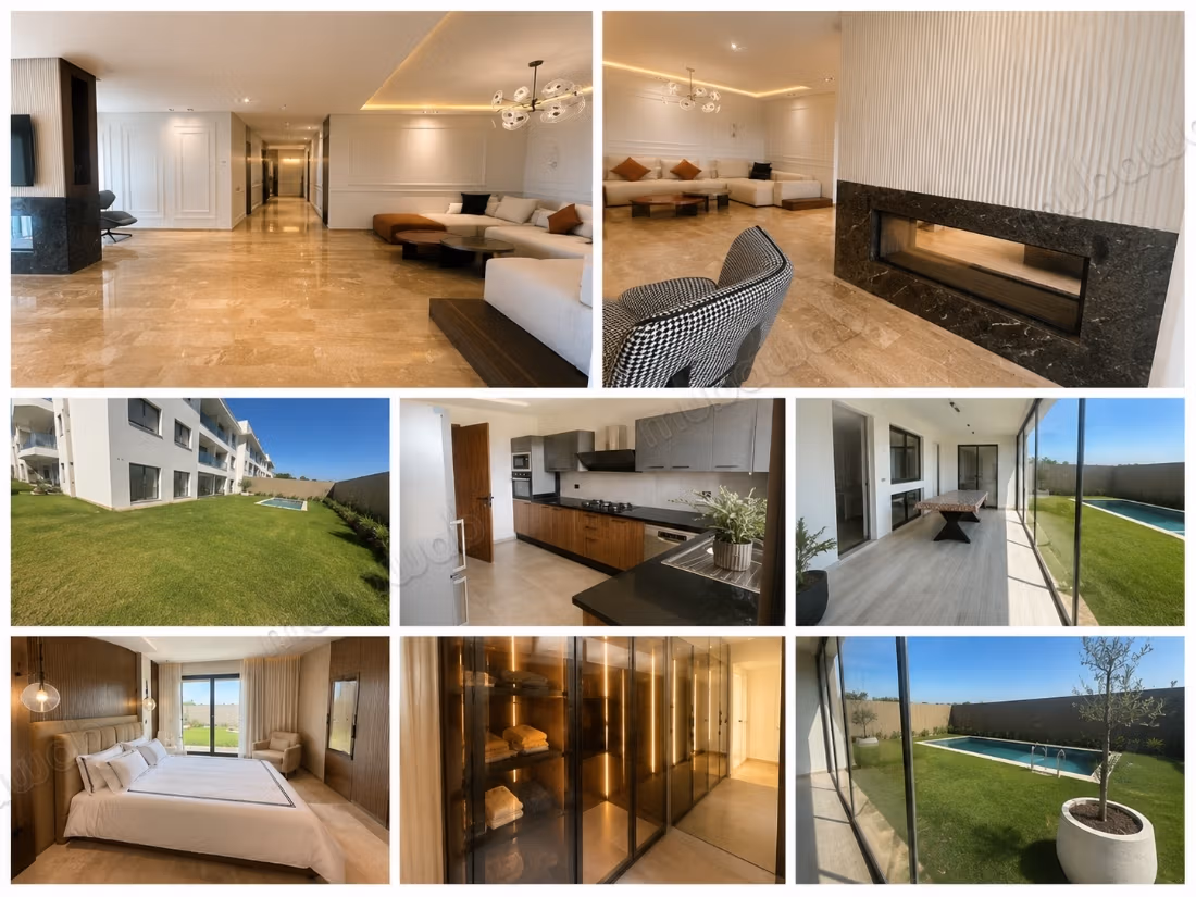 Furnished garden-level apartment with private pool