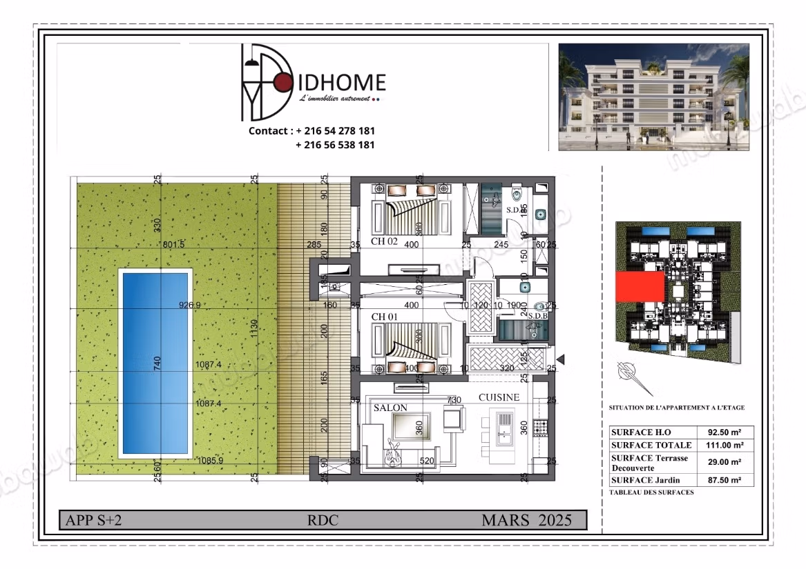 For sale Superb S2 apartment with pool