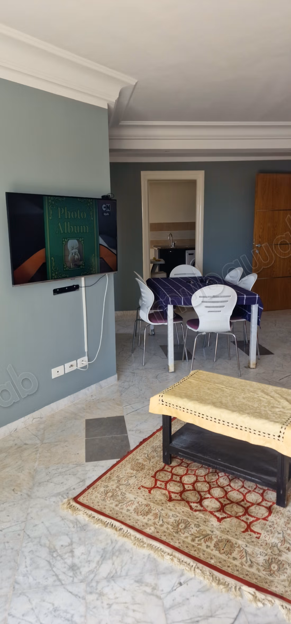 Location d'un appartement à Hammamet Nord. 
Surface de 104 m². 
Meublé