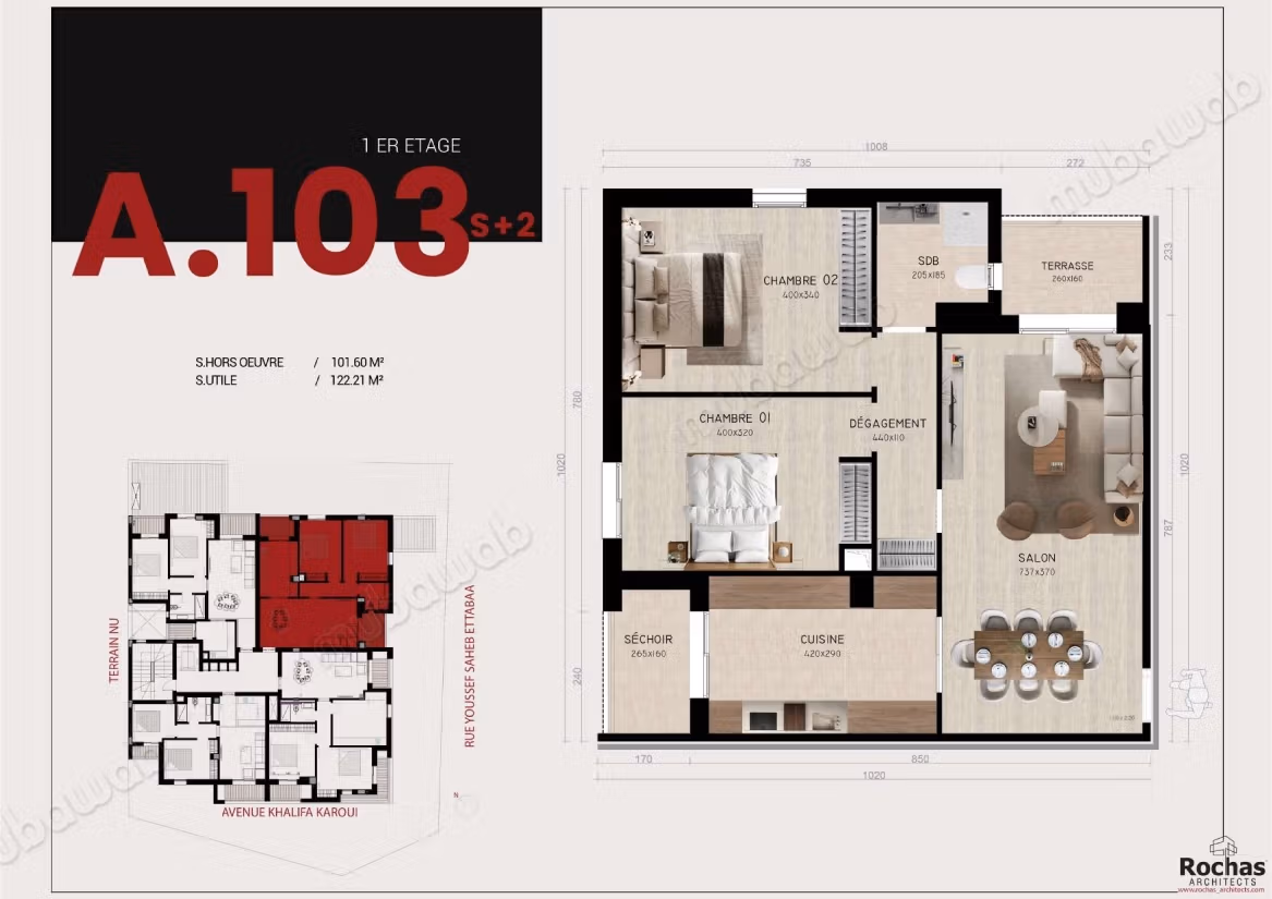 S2 meublé de 121.21m² Sahloul 3