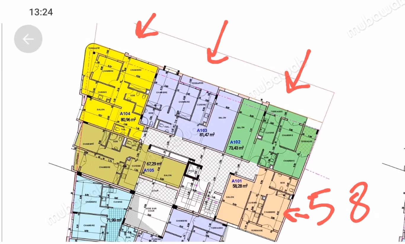 Apartment for sale in Ait Melloul. 2 bedrooms. Security door and double glazing system