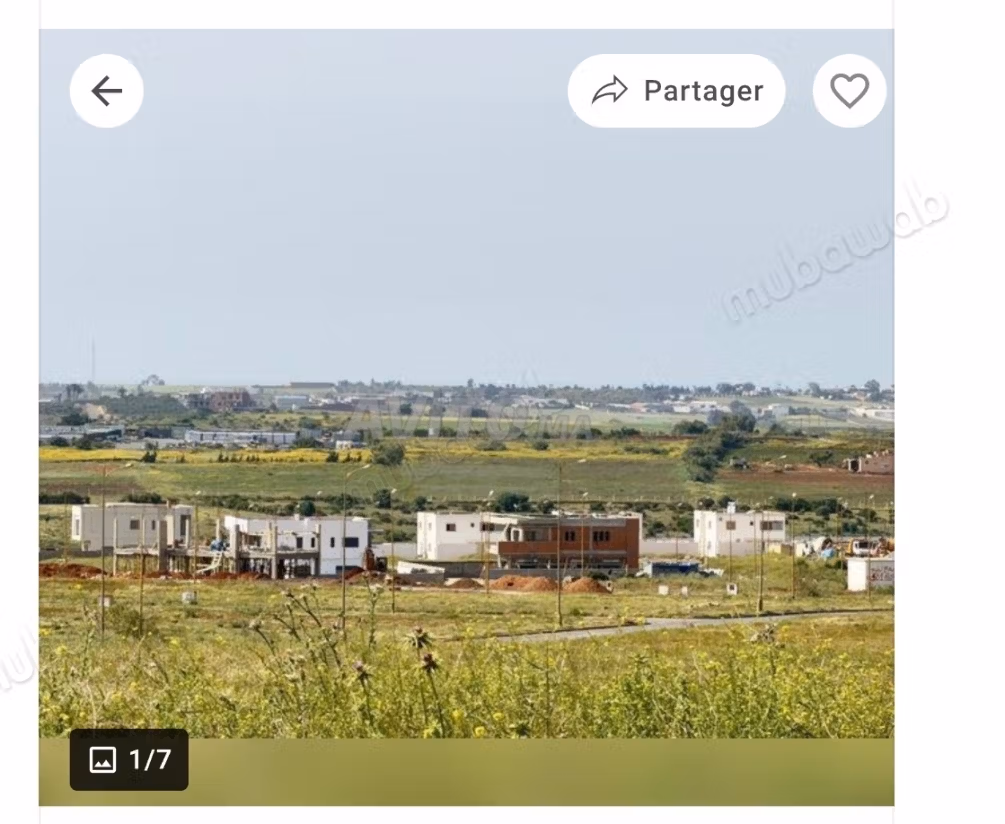 Perceel villa 540 M, aangesloten, getiteld, 4 gevels, Tamesna