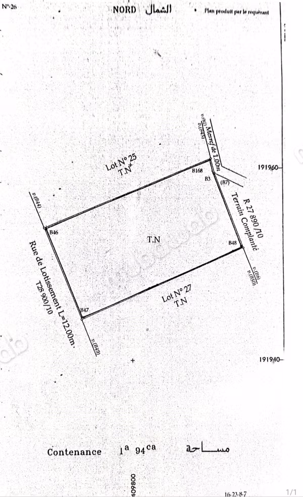 Vente lot terrain de villa