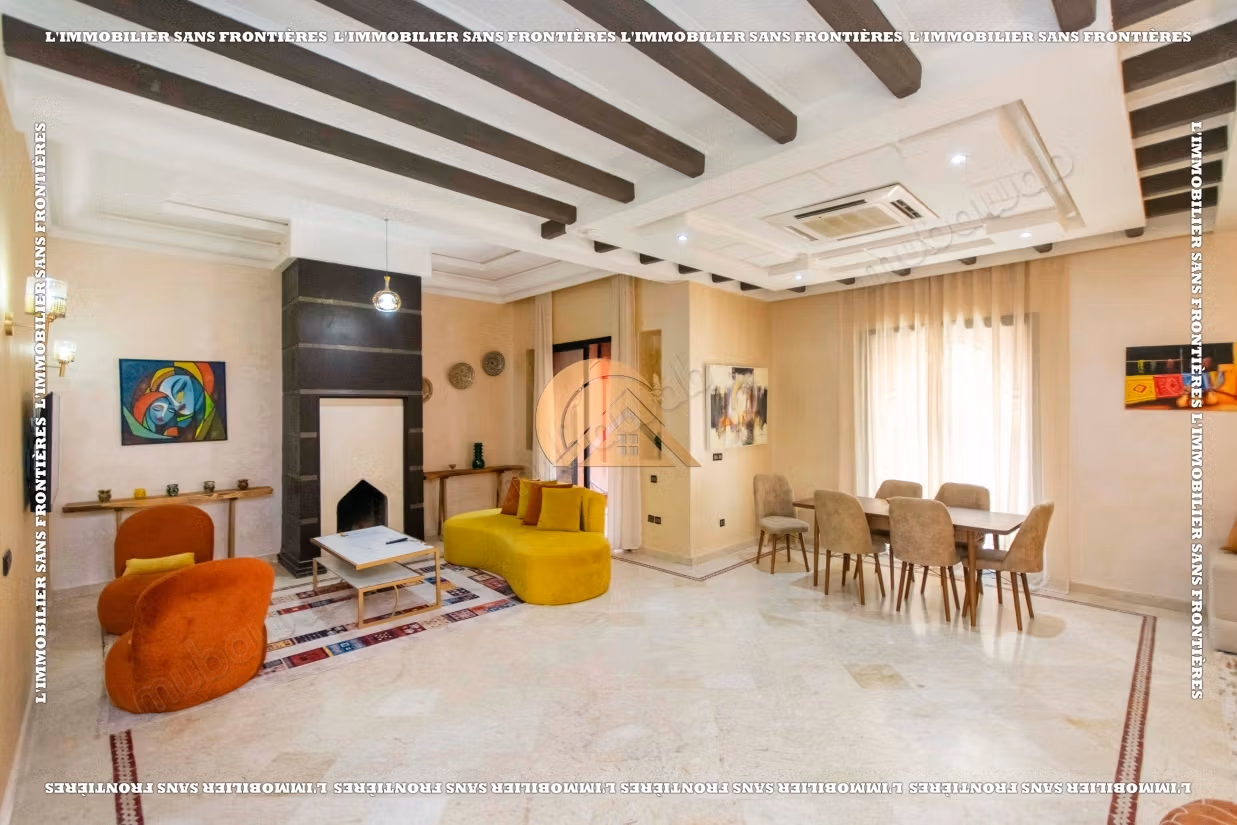Villa meublée Route de Fès – terrain de 300 m², 3 chambres, jardin privé et piscine collective
